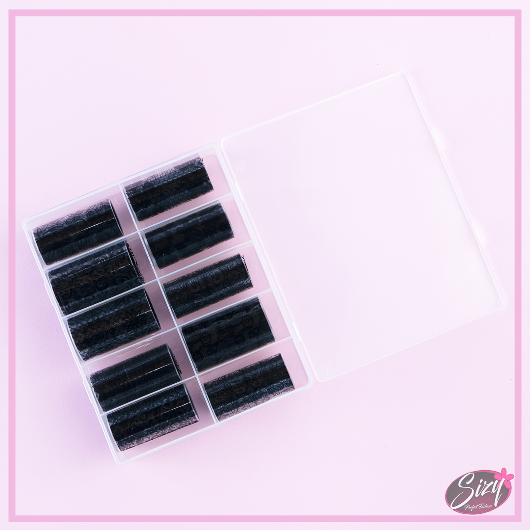 Kit 10 Papel Foil Con Estampado En Negro