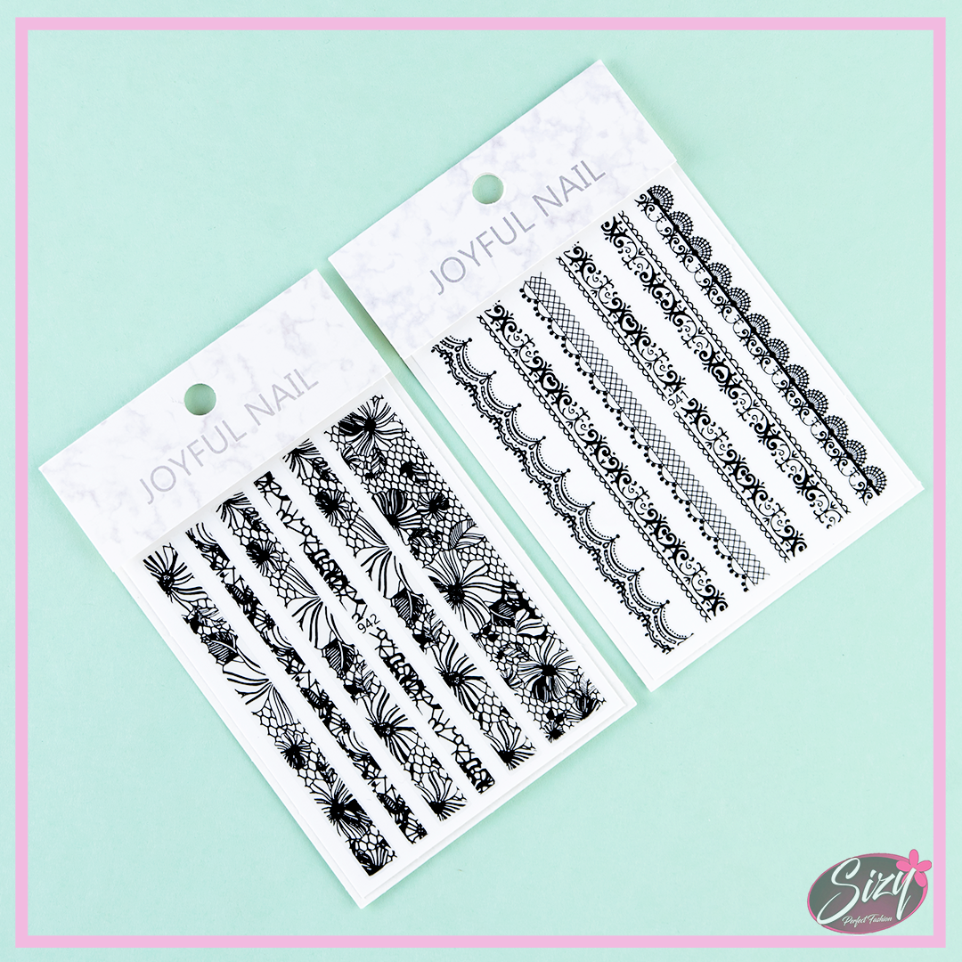 Sticker Para Uñas Diferentes Diseños Encaje Negro