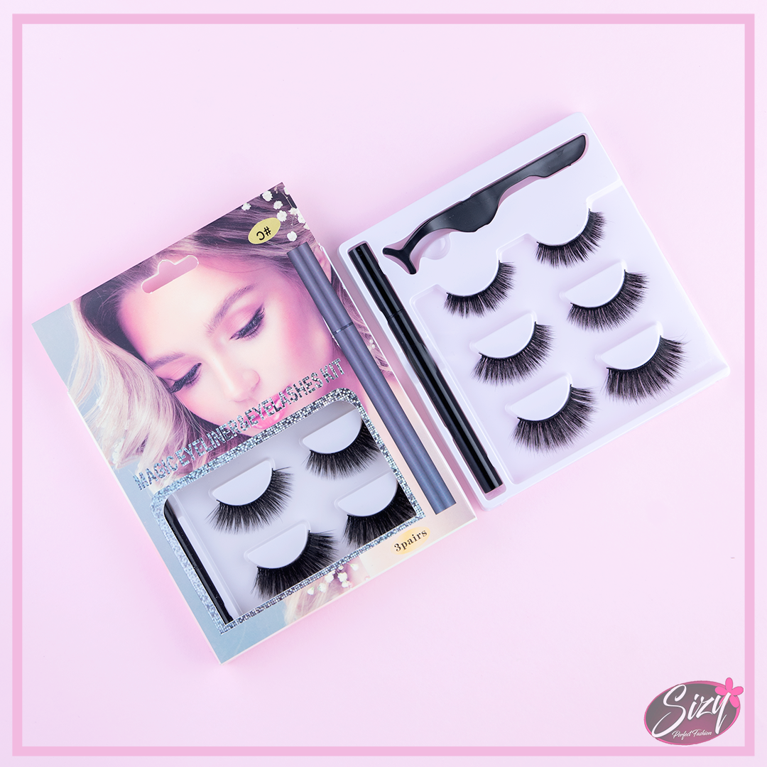 Kit Delineador De Ojos y Pestañas Postizas