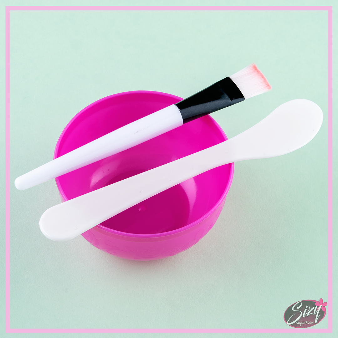 Set 3 en 1 Bowl Para Mascarilla Facial Casera Fucsia