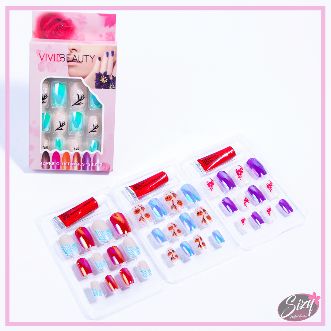 Uñas Postizas Decoradas Vivid Beauty