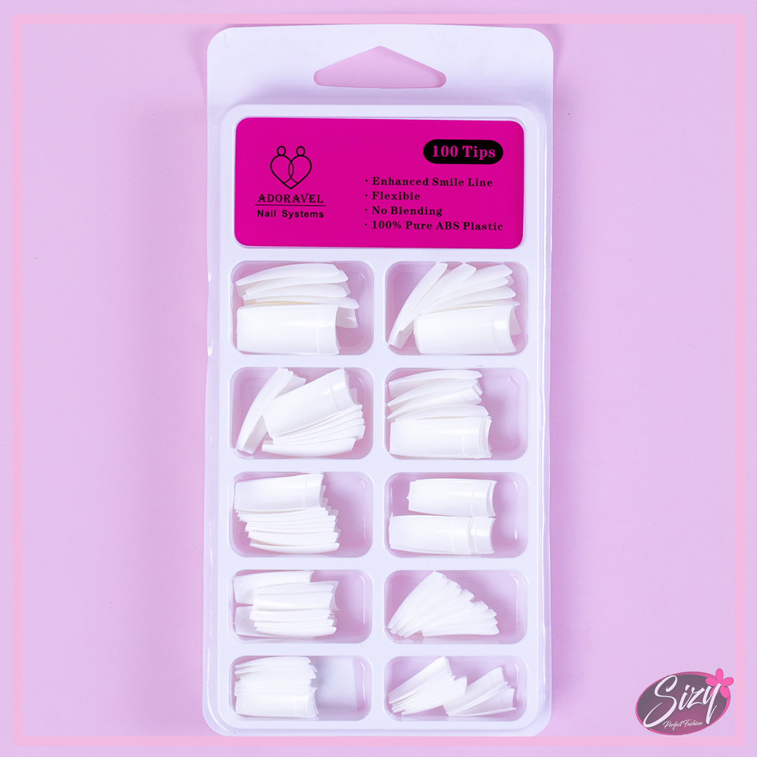 Uñas Postizas Cuadradas Adoravel Blanco