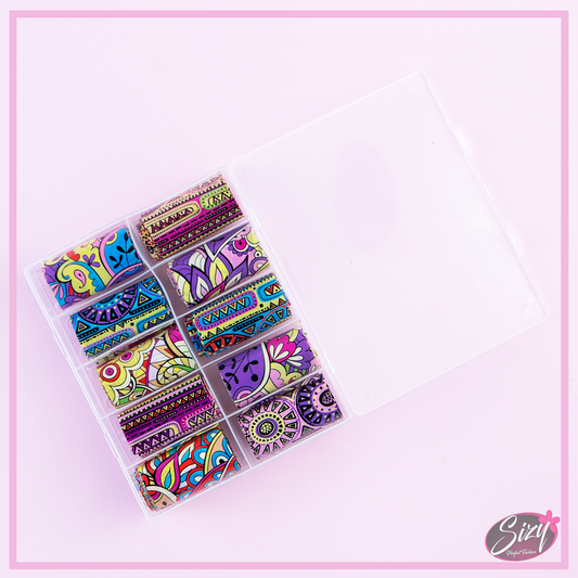 Kit 10 Papel Foil Con Estampado Mandala