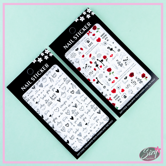 Sticker Para Uñas Diferentes Diseños Corazón