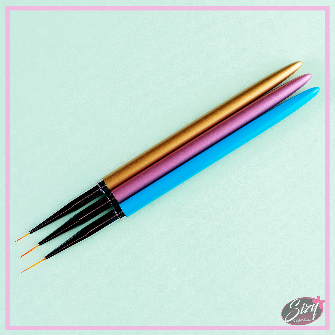 Set 3 Pincel Liner Para Nail Art Esmalte