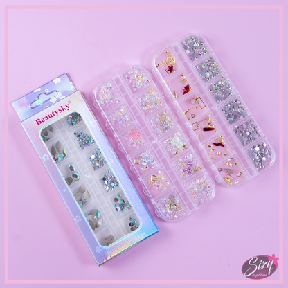 Caja De Diamantes y Gemas Para Uñas