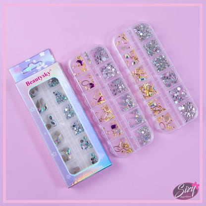 Caja De Diamantes y Gemas Para Uñas