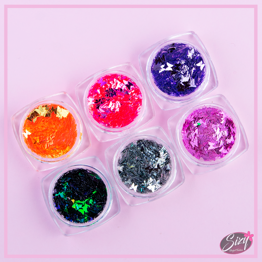 Set De 6 Decoraciones Para Uñas Mariposa