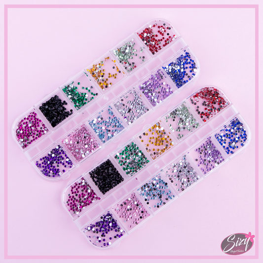Caja De Diamantes Para Uñas En Colores