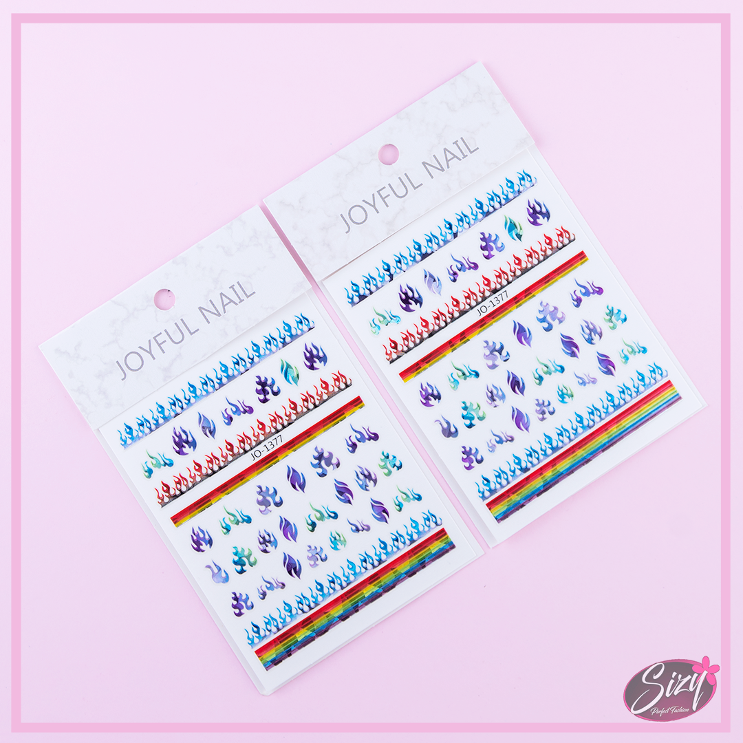 Sticker Para Uñas Diseño Llamas