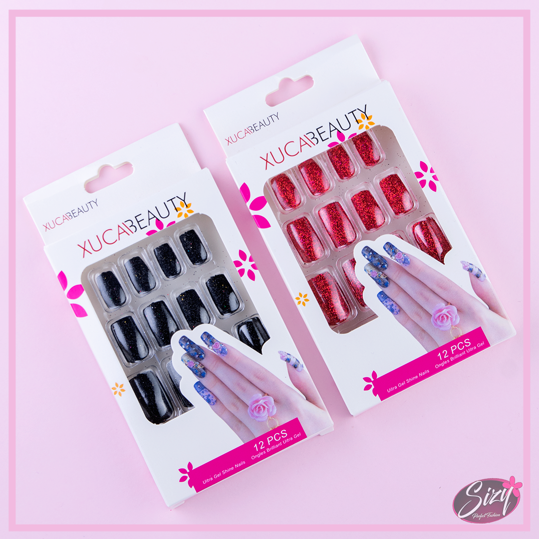 Uñas Postizas Decoradas Cuadradas