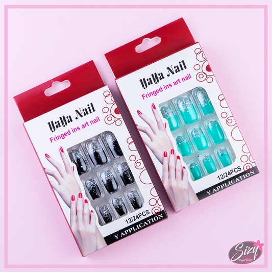 Uñas Postizas Decoradas Cuadradas