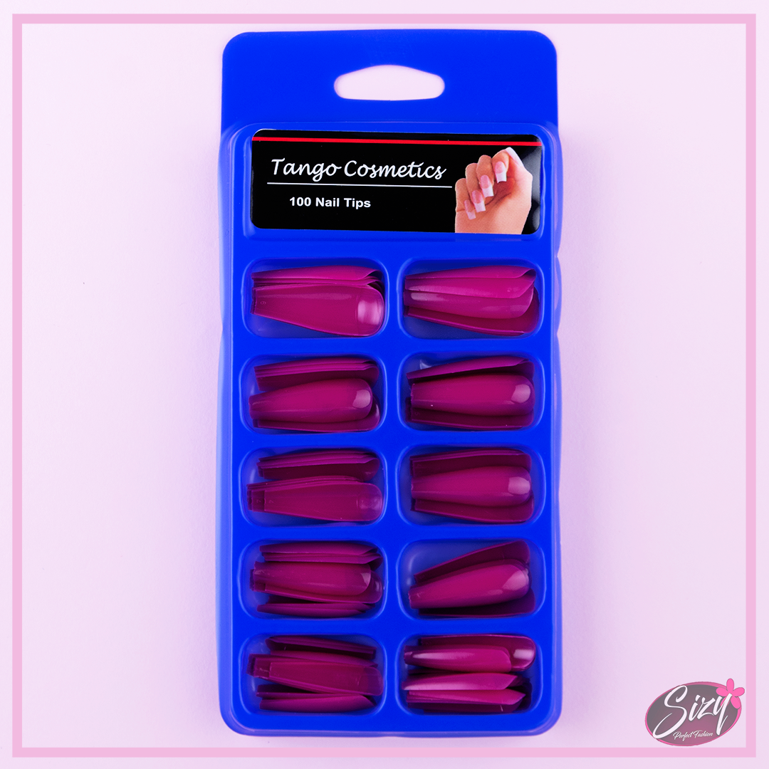 Kit 100 Tips Uñas Postizas Tango Ballerina Fucsia