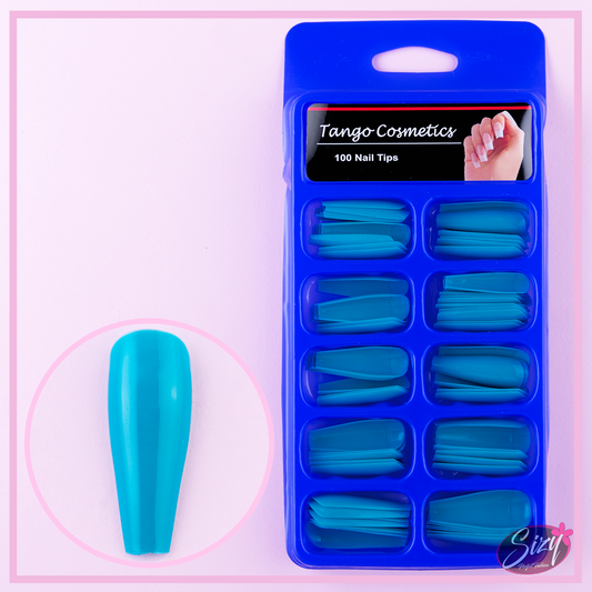 Kit 100 Tips Uñas Postizas Tango Ballerina  Turquesa