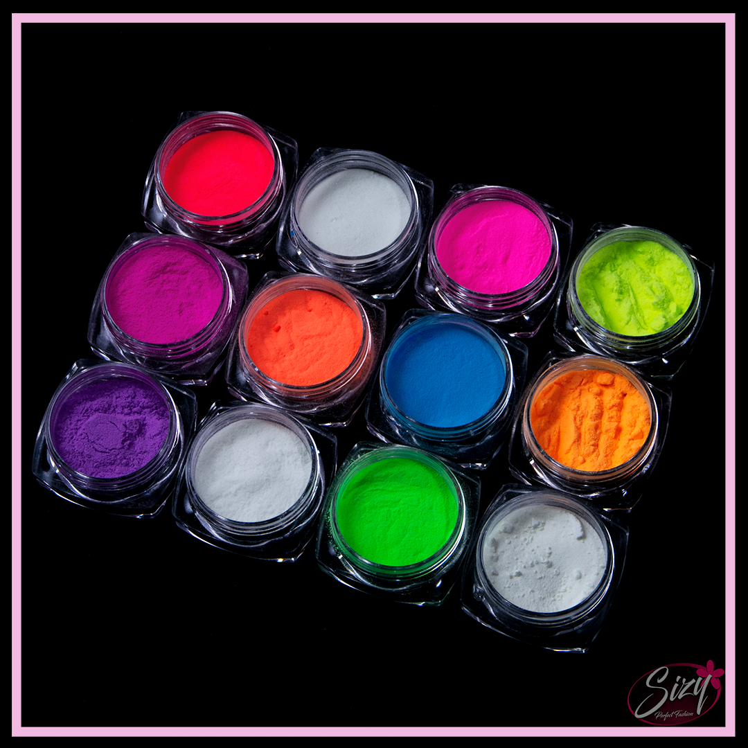 Paquete Polvo Acrílico Neón  Fosforescente