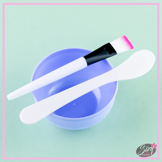 Set 3 en 1 Bowl Para Mascarilla Facial Casera Celeste