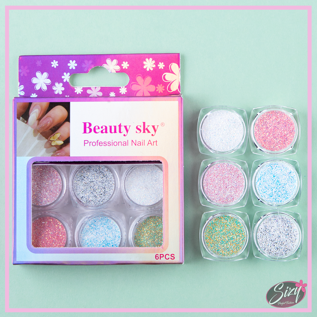 Kit De 6 Decoracion Efecto Azucar Para Uñas