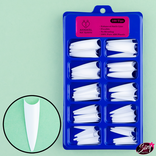 Uñas Postizas - Adoravel Stilleto Blanco Extra Largo