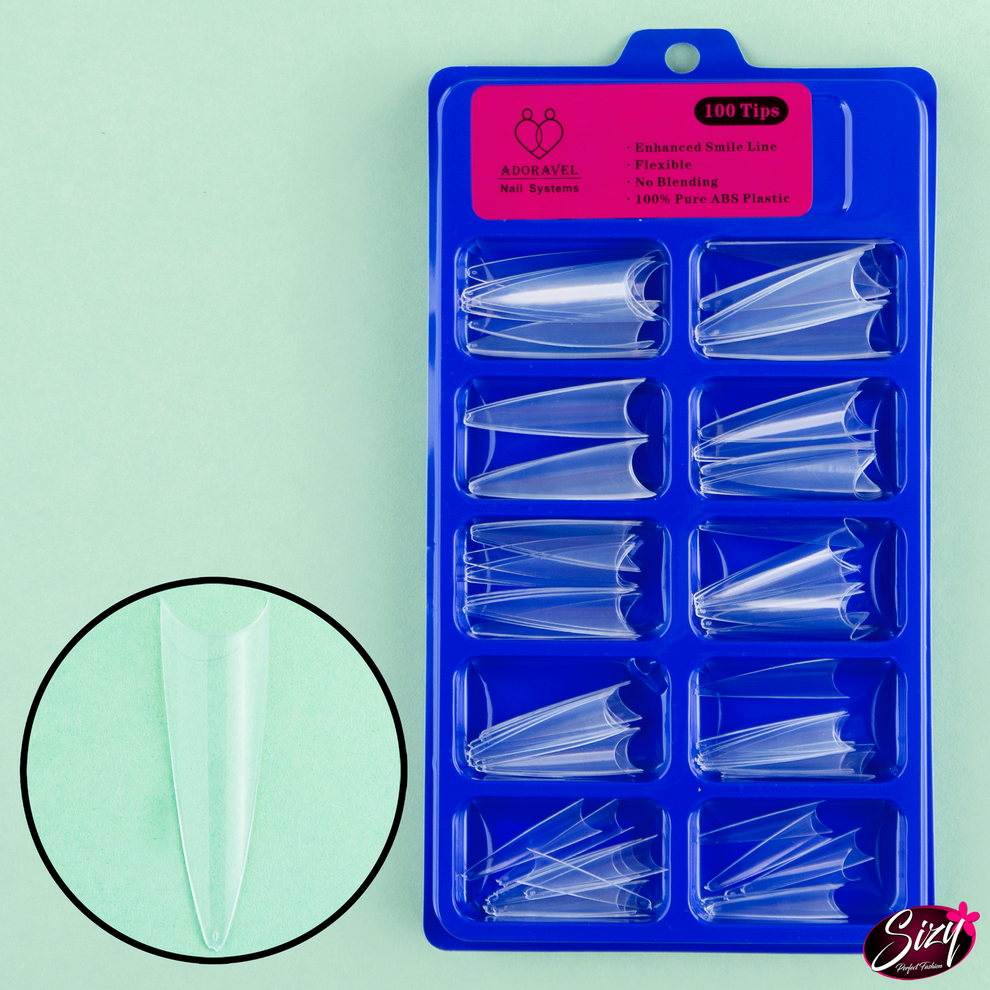 Uñas Postizas - Adoravel Stilleto Transparente Extra Largo