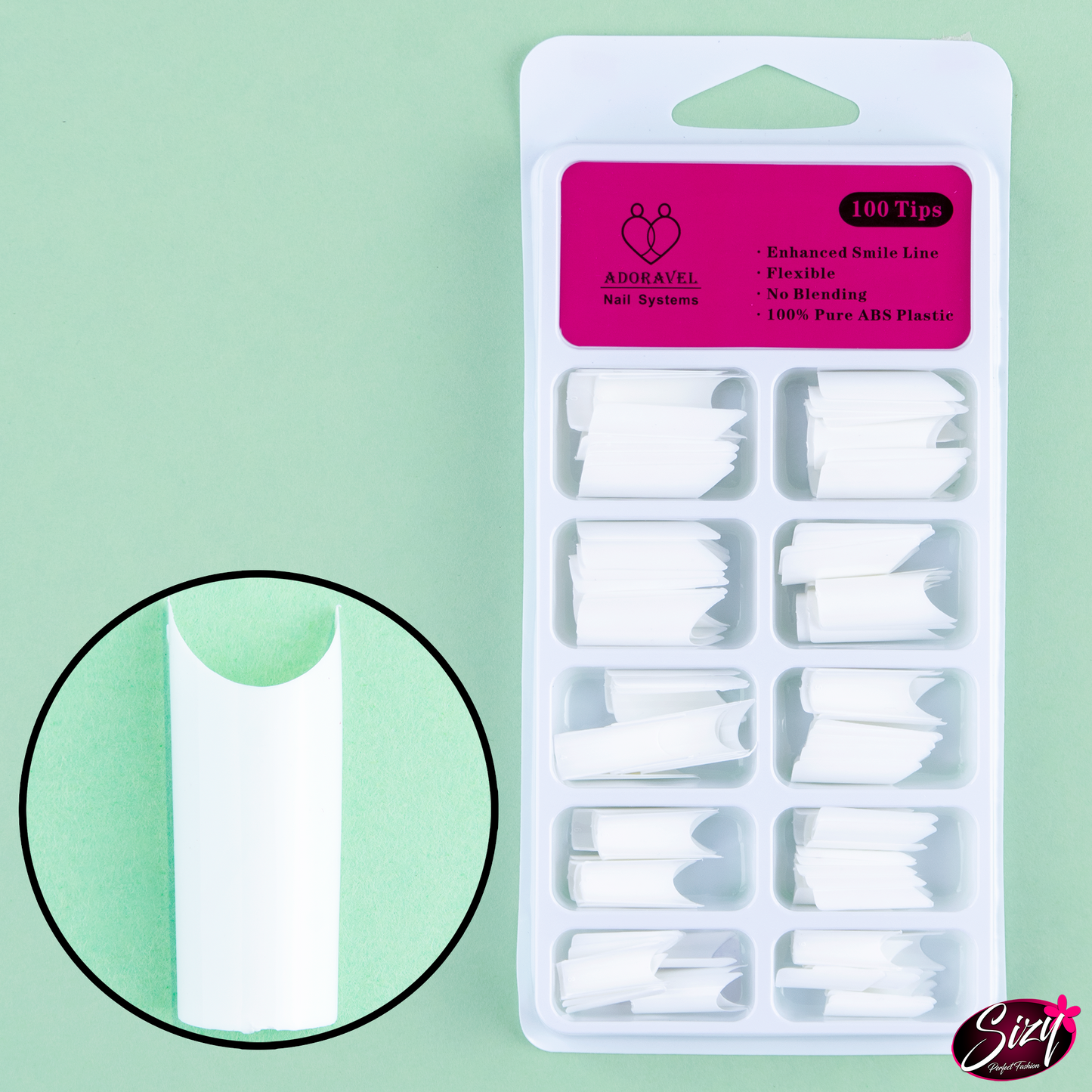 Uñas Postizas Adoravel Cuadradas Medias Blanco