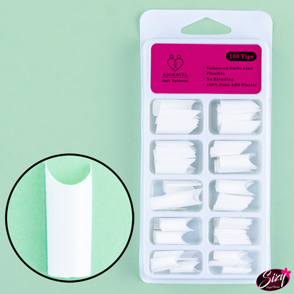 Uñas Postizas Adoravel Cuadradas Medias Blanco