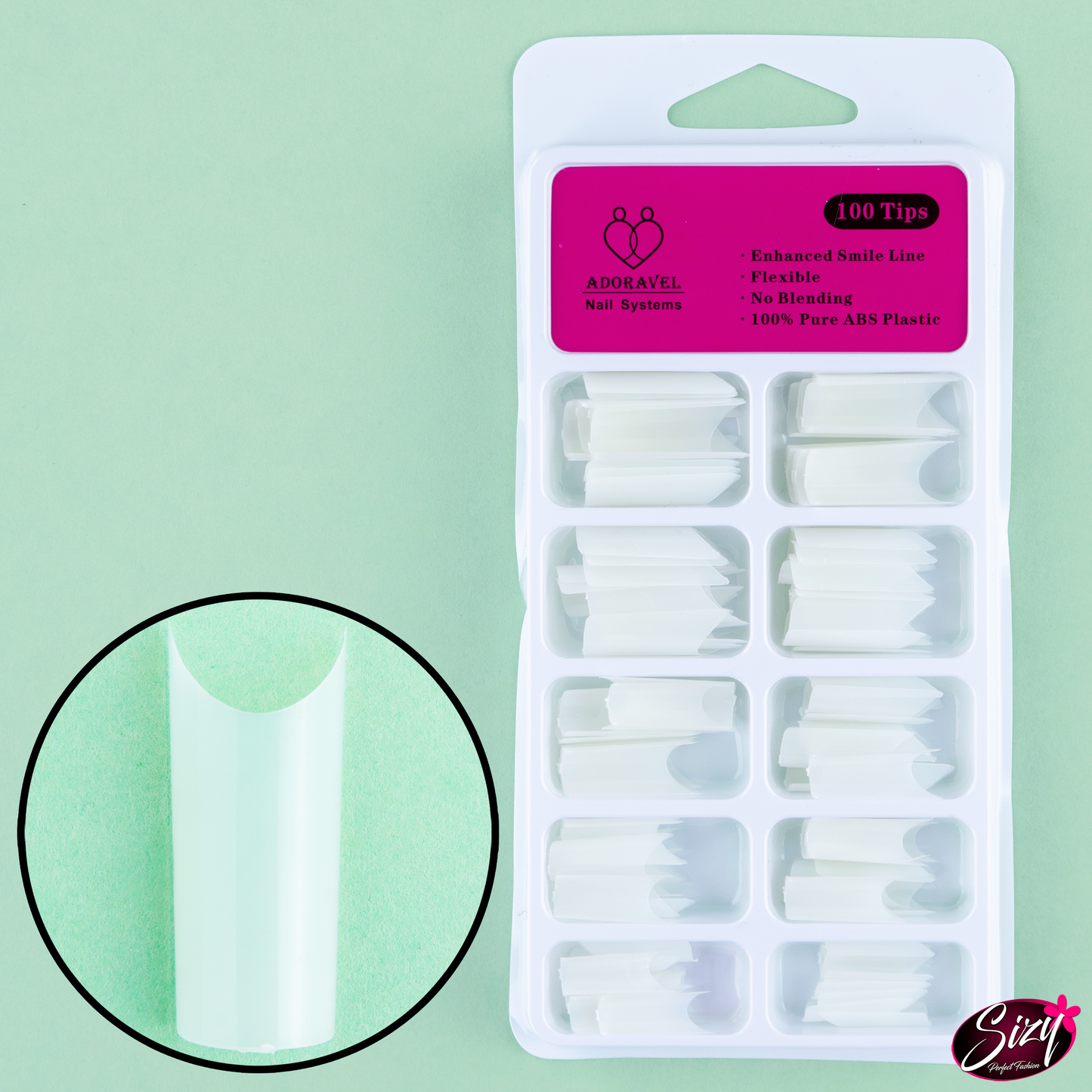 Uñas Postizas Adoravel Cuadradas Medias Naturales