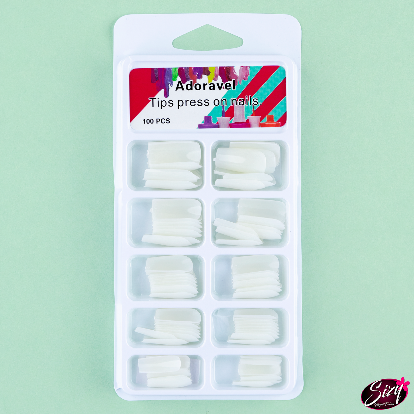 Uñas Postizas Adoravel Cuadradas Completas Blanco