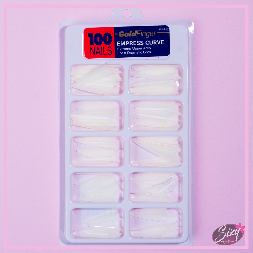 Set  De Uñas Postizas - Gold Finger Blanco