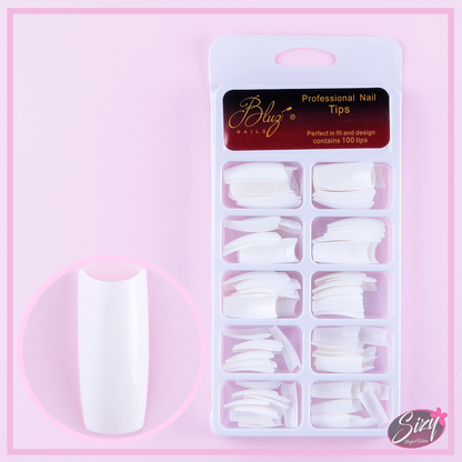 Uñas Postizas Cuadradas Blanco Bluz