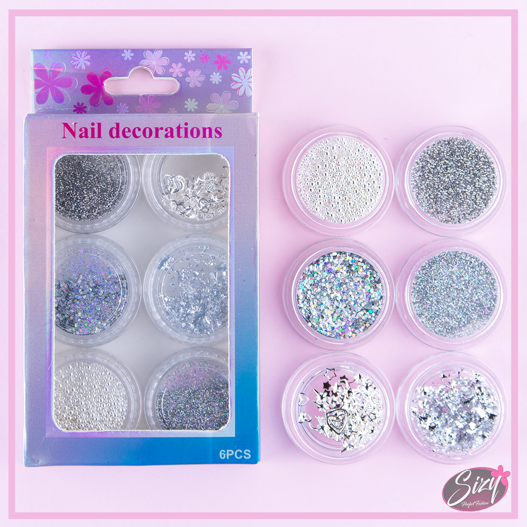 Kit De 6 Decoraciones Para Uñas