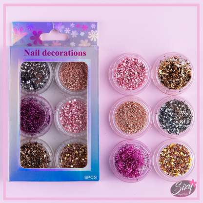 Kit De 6 Decoraciones Para Uñas