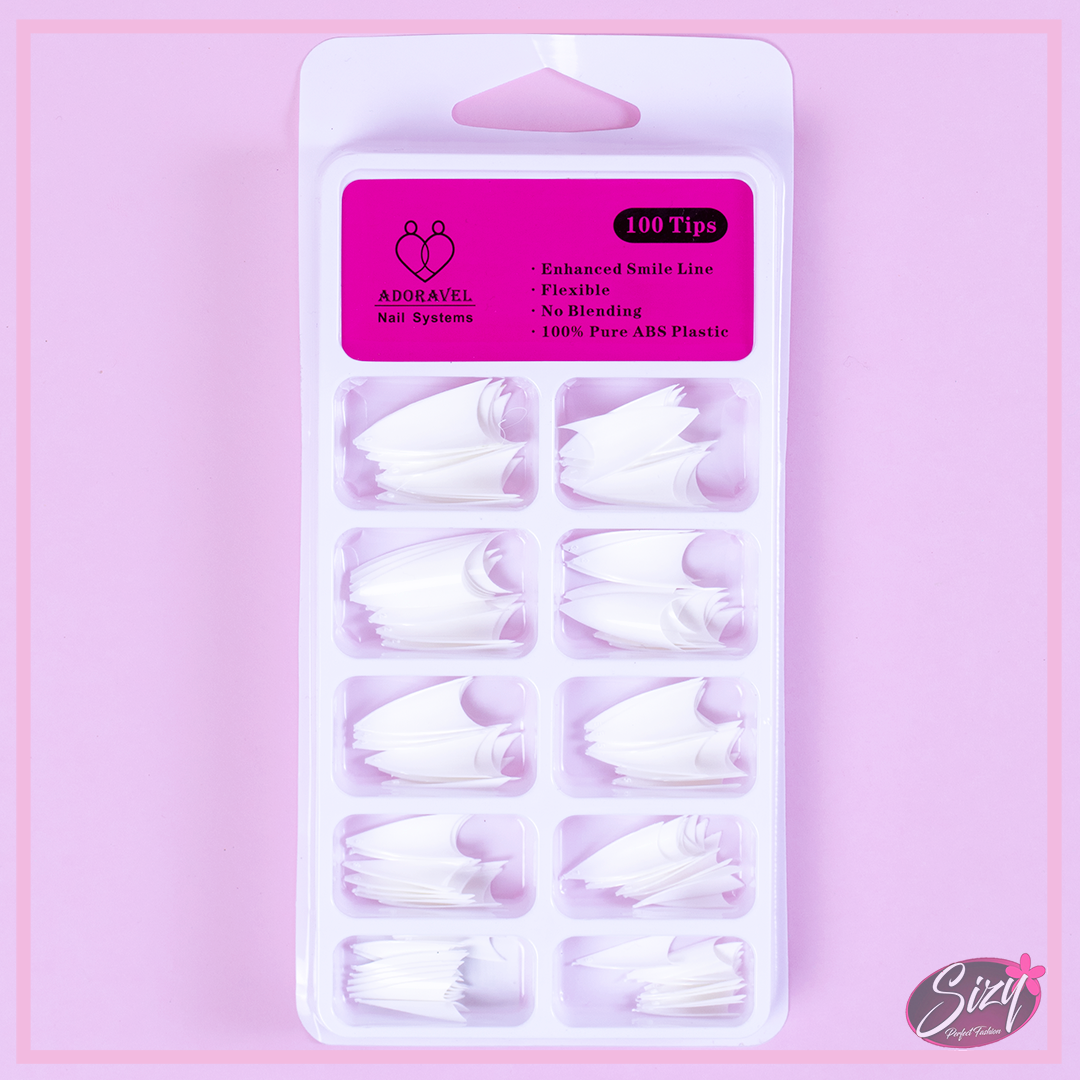 Uñas Postizas Stilleto Natural Con Sonrisa - Adoravel