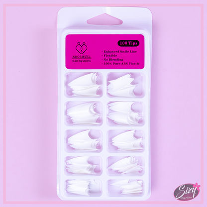 Uñas Postizas Stilleto Natural Con Sonrisa - Adoravel