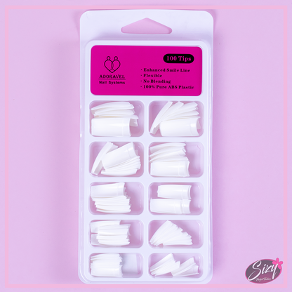 Uñas Postizas Cuadradas Adoravel Blanco